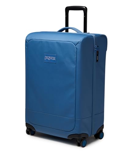 JanSport Good Latitude Checked Spinner Suitcase - 68L Water Resistant Travel Luggage - 26-inch Large Durable Lightweight Rolling Hardside Softside Bag, Elemental Blue - color: Elemental Blue, size: 26-inch Checked Bag