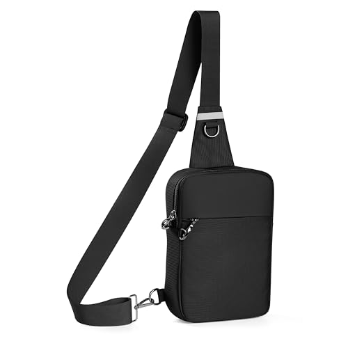 Crossbody Bag Sling Bag Anti Theft for Men Women RFID Blocking, Small Shoulder Chest Bags with Zipper Lock - color: Black