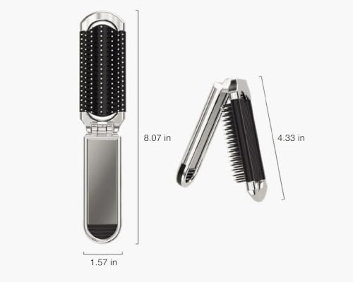Travel Jewelry Case with Tangle-Free Necklace Holder, Foldable Mirror Brush