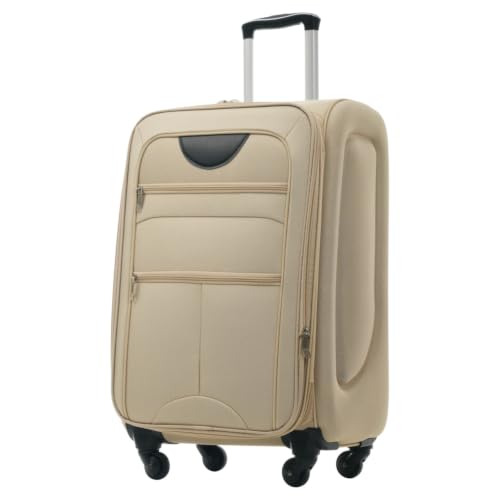 Softside Expandable Luggage Set 3 Piece, Lightweight 22/26/30 Inch Upright Spinner Suitcase with TSA Lock, 610D Polyester Travel Set (khaki) - color: khaki