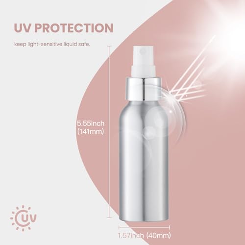 Lisapack 3.4 oz Metal Spray Bottle (3 Pack), Small Travel Aluminum Mister - size: 100ml