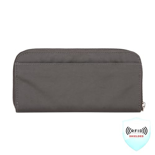 Travelon RFID Blocking Single Zip Wallet - color: Smoke