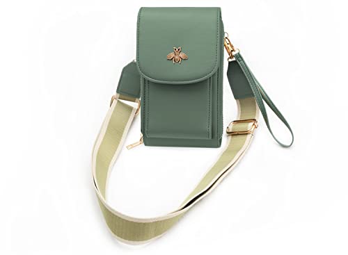 CrossBody Bags with Touchscreen Cell Phone Purse Window Zipper Pocket,RFID Blocking Card Holder iPhone bag for Women - color: Vertical - Grey Green