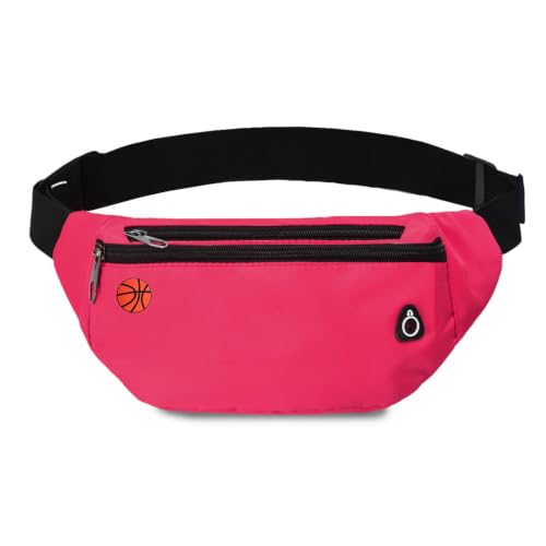 Fanny Packs for Men and Women Water-Repellent Sports Waist Pack Bag - color: 1pack-Ball Pattern Rose Red