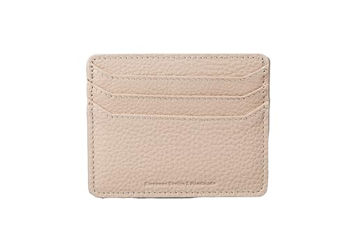 grande 3633 - Slim Genuine Leather Card Holder for Men & Women – Minimalist Front Pocket Wallet with 6 Card Slots, Compact Leather Credit Card Case (Light Pink) - color: Light Pink