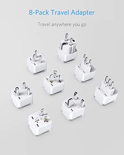 BESTEK Worldwide Travel Plug Adapter Set, Grounded Universal Power Plug Adapter for USA to US, EU, AU, UK, GE, HK and More- 8 Packs - size: Universal - Worldwide - 8-Pack