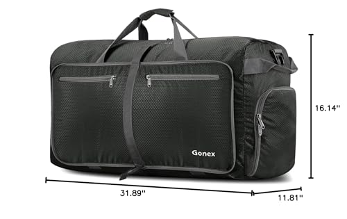 Gonex 100L Foldable Travel Duffle Bag with Shoe Compartment, Lightweight - color: Gray, size: 100L