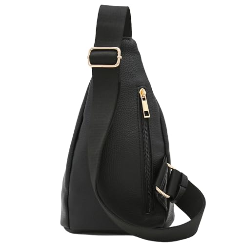 FashionPuzzle Compact Triangle Sling Bag - color: Black