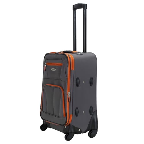 Rockland Pasadena Expandable Spinner Carry-on 19", Charcoal - color: Charcoal
