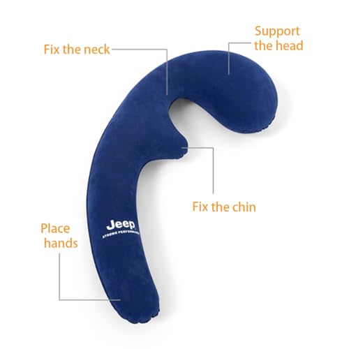 Inflatable Travel Body Pillow, Airplane Neck pillow For Long Flight - color: Navy