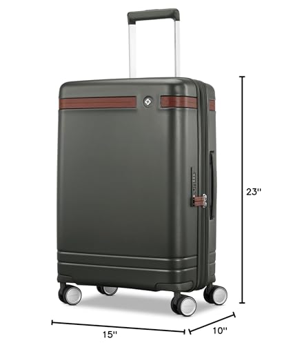 Virtuosa Hardside 21 Inch Carry On Luggage - Airline Approved with 360° Spinner Wheels, RightHeight™ Adjustable Handle - Zippered WetPak™ - TSA Lock - Expandable Light Polycarbonate Shell - Pine Green - color: Pine Green