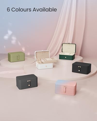SONGMICS Travel Jewelry Organizer, 2-Layer Portable Jewelry Box Case - color: Pink‑blue Ombre