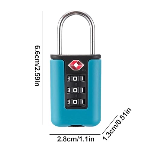 Suitcase Lock - TSA Approved Cable Luggage Locks | 3 Digit Combination Padlock | Re-Settable Luggage Combination Locks | TSA Travel Locks for Gym Backpack Suit Case Lockers Bikee Locks - color: Lake Blue