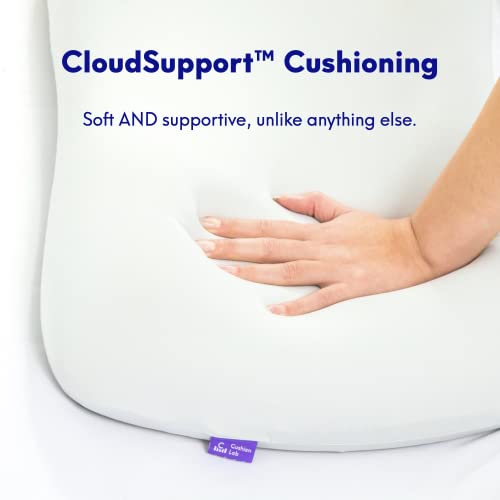 C CUSHION LAB Deep Sleep Pillow, Patented Ergonomic Contour Design for Side & Back Sleepers, Orthopedic Cervical Shape Gently Cradles Head & Provides Neck Support & Shoulder Pain Relief - Calm Grey