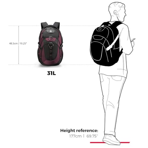 Swissdigital Design Laptop Backpack for Men with USB Charging Port SD803-44 - color: Angola Red/Black