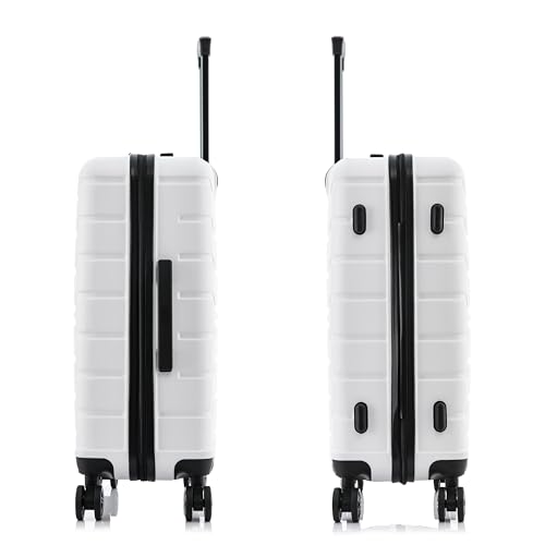 InUSA TREND Luggage with Spinner Wheels | Durable lightweight Hardside Suitcase, Travel bag with Handle and Trolley, 24-Inch Medium Checked luggage | White - color: White, size: Medium