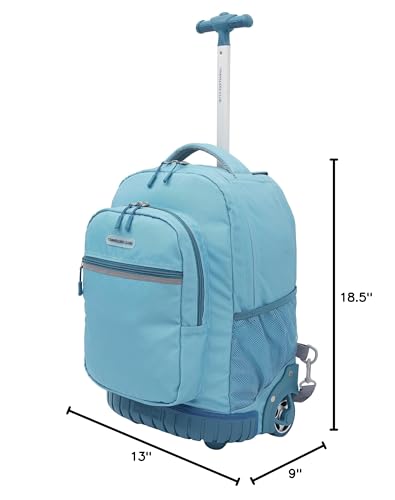 Travelers Club 18" Rolling Backpack with Shoulder Straps, Aqua - color: Aqua, size: 18 Inch