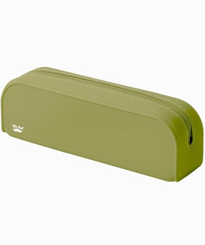 Mr. Pen- Silicone Pencil Case, Aesthetic Pencil Bag for Women, Makeup Pouch - color: Olive Green