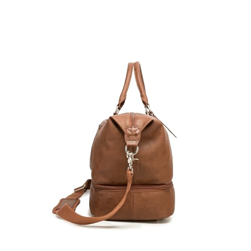 Kinmac Travel Duffel Bag For Men and Women,Sports Gym Yoga Duffel Bag Weekender Overnight Totes Bag (COffee PU) - color: Coffee PU