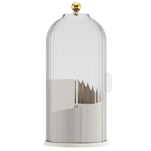 YOOLENS Makeup Brush Holder with Lid 360 Rotating Clear Dustproof Make Up Organizers for Vanity Bathroom Countertop, Transparent - color: Transparent