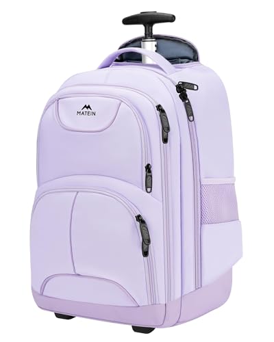 MATEIN Rolling Backpack for Women, 17 Inch Laptop Backpacks with Wheels - color: Purple, size: 17-inch