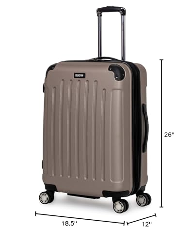 Kenneth Cole REACTION Renegade Luggage Expandable 8-Wheel Spinner Lightweight Hardside Suitcase, Champagne, 24-Inch Checked - color: Champagne, size: 24-Inch Checked