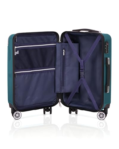 Coolife Luggage, Lightweight and Durable Hardshell, 20 in, green new - color: green new, size: S(20in)_carry on
