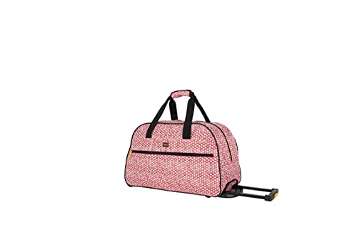 LUCAS Designer Carry On Luggage Collection - Lightweight Pattern 22 Inch Duffel Bag- Weekender Overnight Business Travel Suitcase with 2- Rolling Spinner Wheels (SEA FORM) (RED)… - color: RED