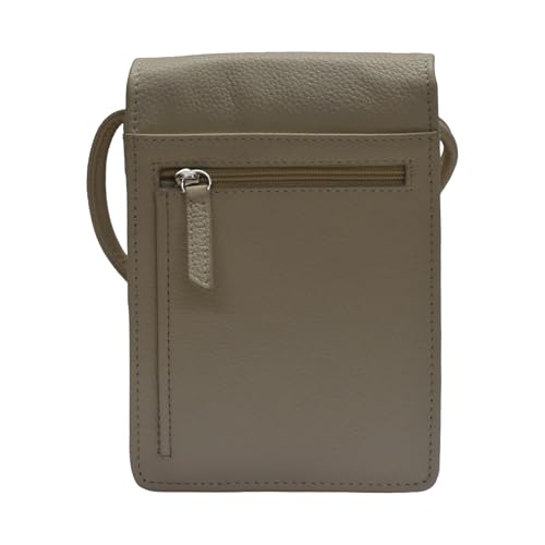 ili New York 6827 Genuine Leather Crossbody Organizer with RFID Blocking Lining - color: Taupe