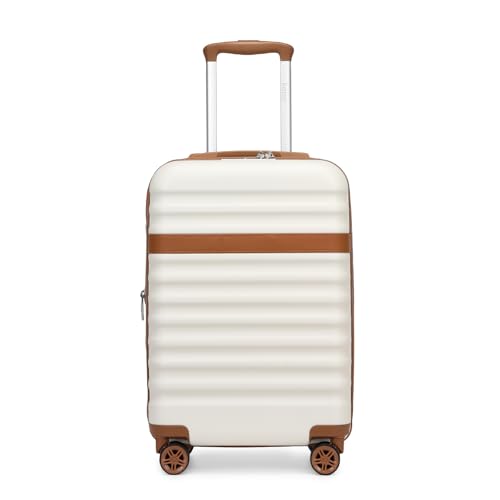 Kono Carry On Luggage 22x14x9 Expandable 20Inch Hardshell TSA Lock Cream - color: Cream White, size: Carry-on 20-inch