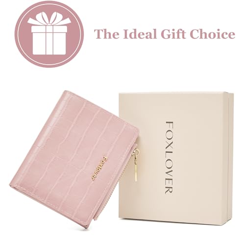 FOXLOVER Small Wallet for Women RFID Blocking Bifold Slim Credit Card Case - color: 04-pink