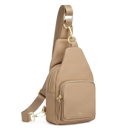 Kattee Small Leather Sling Bag for Women with RFID Blocking,Tan - color: Tan
