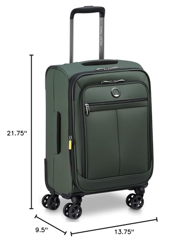 DELSEY PARIS Sky Lite 19-Inch International Lightweight Carry-On Luggage - Water-Resistant Polyester, Dual Spinner Wheels, Multiple Exterior Pockets, Green - Softside Bag for Easy Travel - size: Carry on 19 Inch