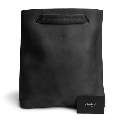 Heather's, Convertible Backpack to Shoulder Bag, Spacious Crossbody for Women, Squared Purse, Full Grain Leather, Handmade - color: Charcoal Black