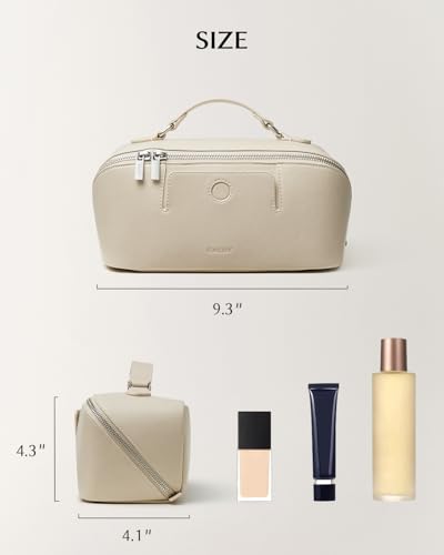 EACHY Travel Makeup Bag for Women, Provence Cosmetic Bag, Beige, Medium - color: G - Beige, size: Medium