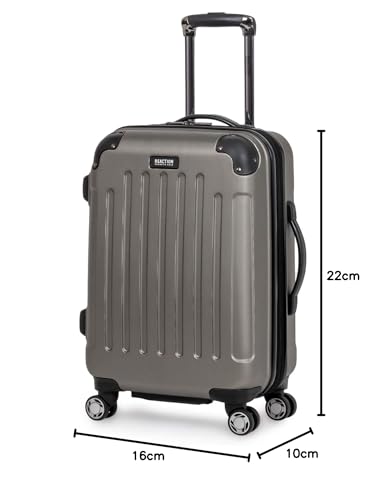 Kenneth Cole REACTION Renegade Luggage Expandable 8-Wheel Spinner Lightweight Hardside Suitcase, Silver, 20-Inch Carry On - color: Silver, size: 20-Inch Carry On