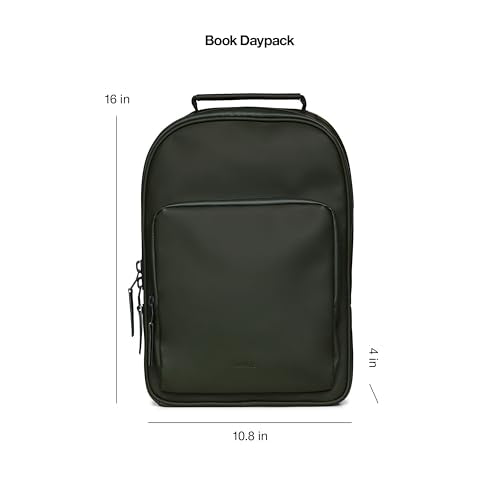 RAINS Book Daypack Waterproof Laptop Backpack for Men and Women - color: Green