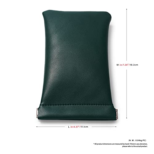 Dark Green PU Leather Squeeze Travel Pouch Multi-Use Storage Bag - color: Dark Green, size: 7.2"x.37"