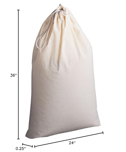 Household Essentials Cotton Laundry Bag, Large, 100% Cotton,Drawstring Top with Cord Lock,Machine Washable, 3 to 4 Load Capacity, Versatile & Compact,Breathable, Foldable,Natural, 10 Cup (Pack of 12) - style: Beige (Pack of 12)