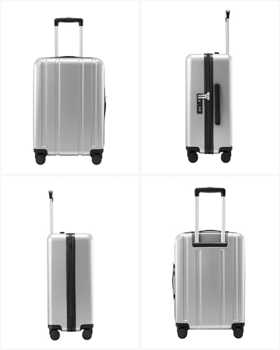 LUGGEX Airline Approved Carry On Suitcase, Silver, 20" - color: Silver, size: Carry-On 20-Inch