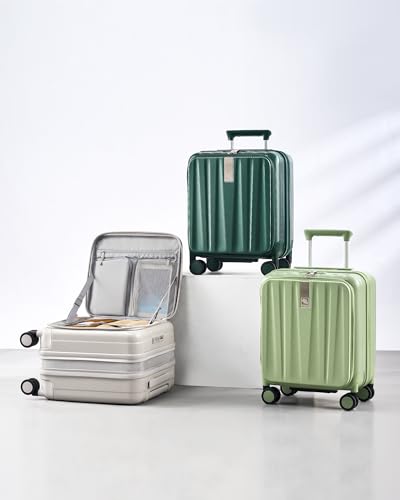 Hanke Top Opening Carry-On - Expandable 16 Inch Airline Approved Spinner - color: Blackish Green, size: 16 Inch Expandable