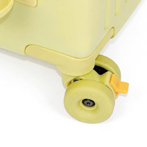 Ride-on Carry-on Suitcase with Foldable Backrest for Kids & Adults,TSA Lock, Cup Holder Versatile Travel Gear for Family(Yellow) - color: Yellow
