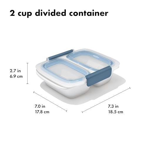 OXO Good Grips Prep & Go 2 Cup Divided Food Storage Container - Ocean Blue - color: Ocean Blue, style: 2 Cup Divided