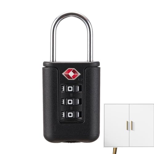 Suitcase Lock - TSA Approved Cable Luggage Locks | 3 Digit Combination Padlock | Re-Settable Luggage Combination Locks | TSA Travel Locks for Gym Backpack Suit Case Lockers Bikee Locks - color: Black