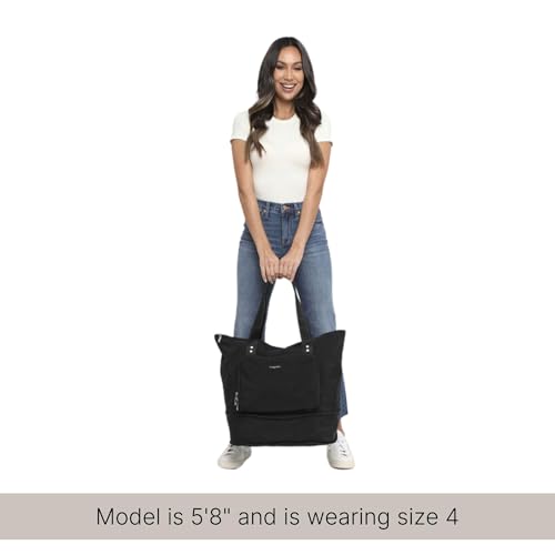 Baggallini Carryall Expandable Lightweight Travel Tote 22" Packable Folding Compact Nylon Washable Weekender w/Luggage Sleeve - color: French Navy