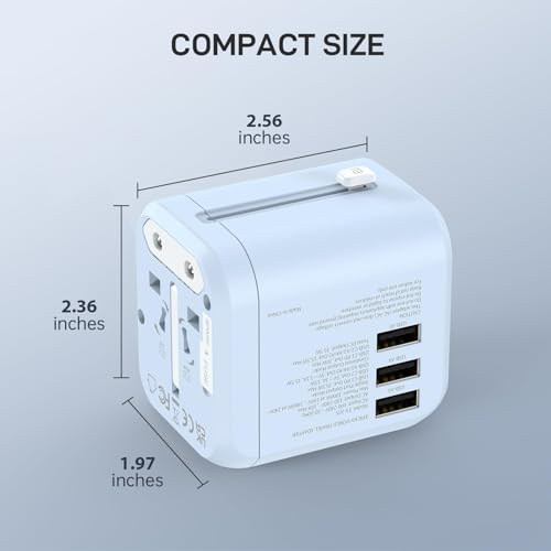 EPICKA PD 35W Universal Travel Adapter, 2AC/2USB-C/3USB-A - color: Blue