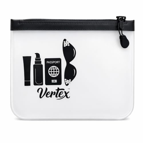 Vertex TSA Approved Fly Travel Toiletry Bag Makeup Pouch, 3 Pack Durable Quart-Size Carry-On Clear Small Handy Bag with Zipper for Liquids Bottles Tubes Cosmetics Container