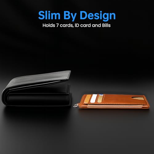 Mayski Slim Wallet, Credit Card Holder for Women, Minimalist Front Pocket RFID Blocking Card Cases, Small Wallet Women Men(Oiled Wax Brown) - color: Oiled Wax Brown