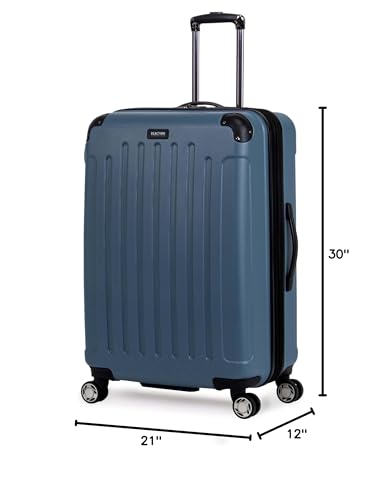 Kenneth Cole REACTION Renegade Luggage Expandable 8-Wheel Spinner Lightweight Hardside Suitcase, Granite Blue, 28-Inch Checked - color: Granite Blue, size: 28-Inch Checked
