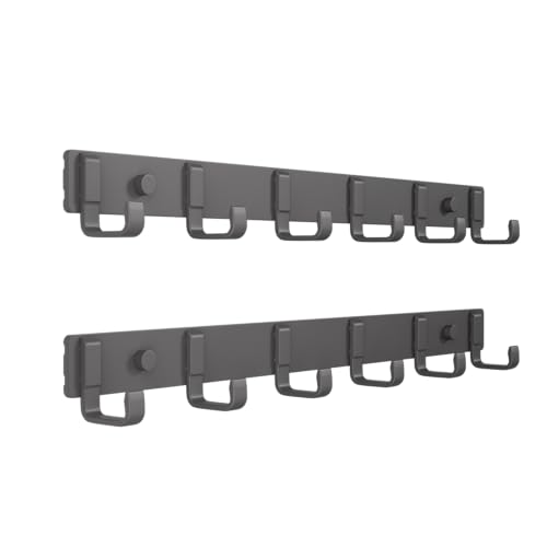16" Heavy Duty Wall Mount Coat Rack with 6 Hooks, 2-Pack (Gunmetal) - color: Gunmetal-2 Pack